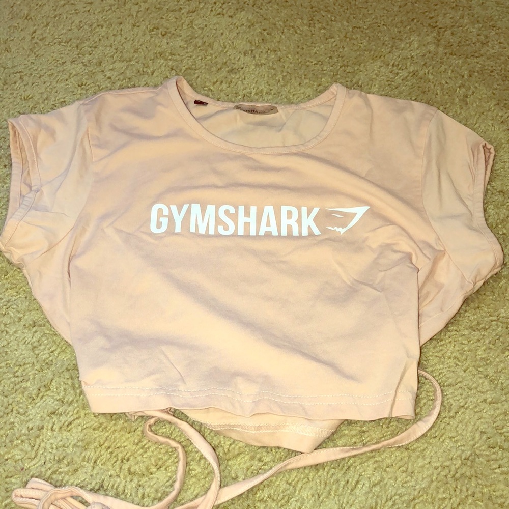 Blush Nude Gymshark Ribbon Crop Tee